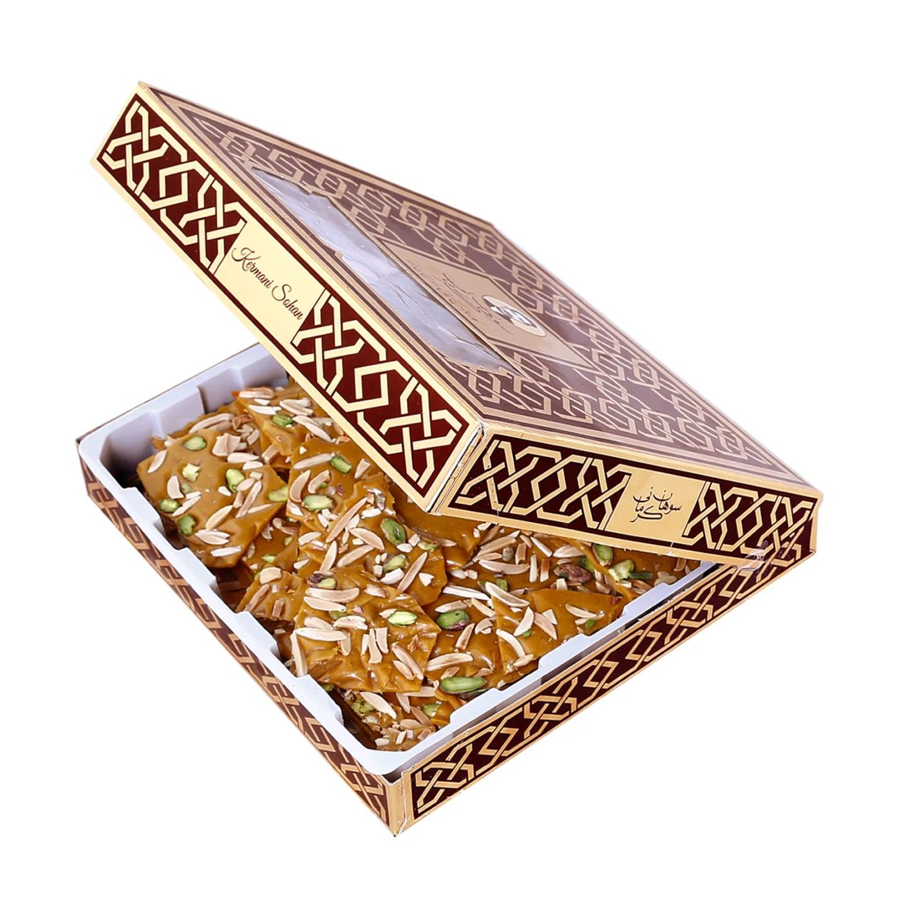 سوهان عسلی لقمه جعبه مقوایی کرمانی ۳۵۰ و ۴۵۰ گرمی