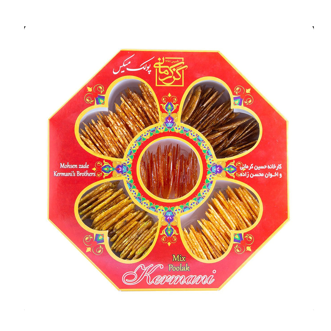 پولکی مخلوط کرمانی ۴۵۰ گرمی - زعفرانی،گل محمدی،نارگیلی،کنجدی و لیمو